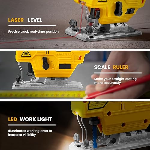 Miniatura 4 de DREAMBETTER Kit de rompecabezas inalámbrico de 20 V, 3 ajustes de pista, 6 velocidades variables, hasta 3100 SPM, incluye batería y cargador
