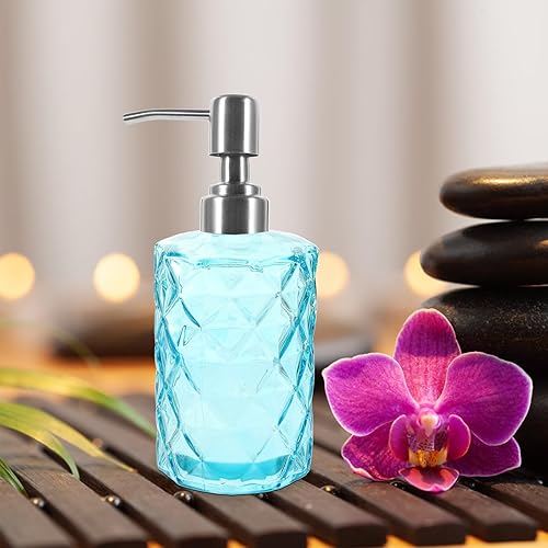 Miniatura 7 de 2 botellas dispensadoras de jabón de vidrio, recargable, portátil, contenedor de loción de champú y jabón de manos con superficie lisa pulida, tarro