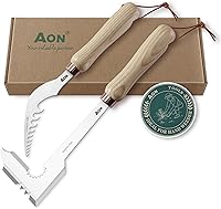 AON 2-Pack Heat-Treated Steel Hand Weeder Puller Tools - Ergonomic Ash Wood Handles for Easy Root Removal in Gardens, Lawns & Patios