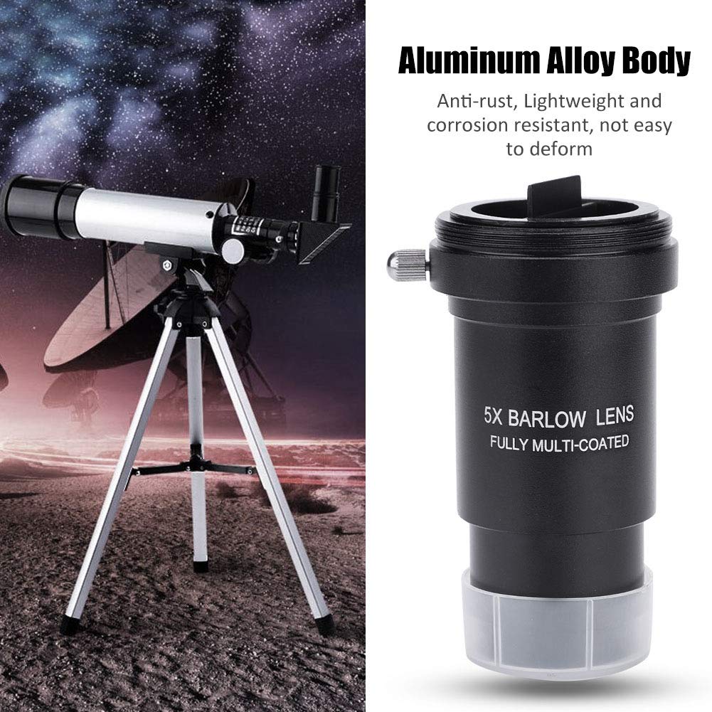 1.25 Cal 5X Soczewka Barlowa Akcesoria do Teleskopów ze Stopu Aluminium Soczewka Barlowa Wielowarstwowe Teleskopy Okular Czarne Soczewki Teleskopowe Gwint M42
