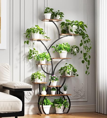 Miniatura 4 de VINGLI Soporte para plantas de 61 pulgadas de alto con luz de crecimiento, estante de plantas de interior de 10 niveles con tiras de luz LED,