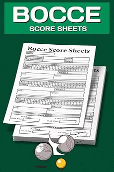 Bocce Score Sheets Keep Track game of Scores, Players, and Details in with Log Book