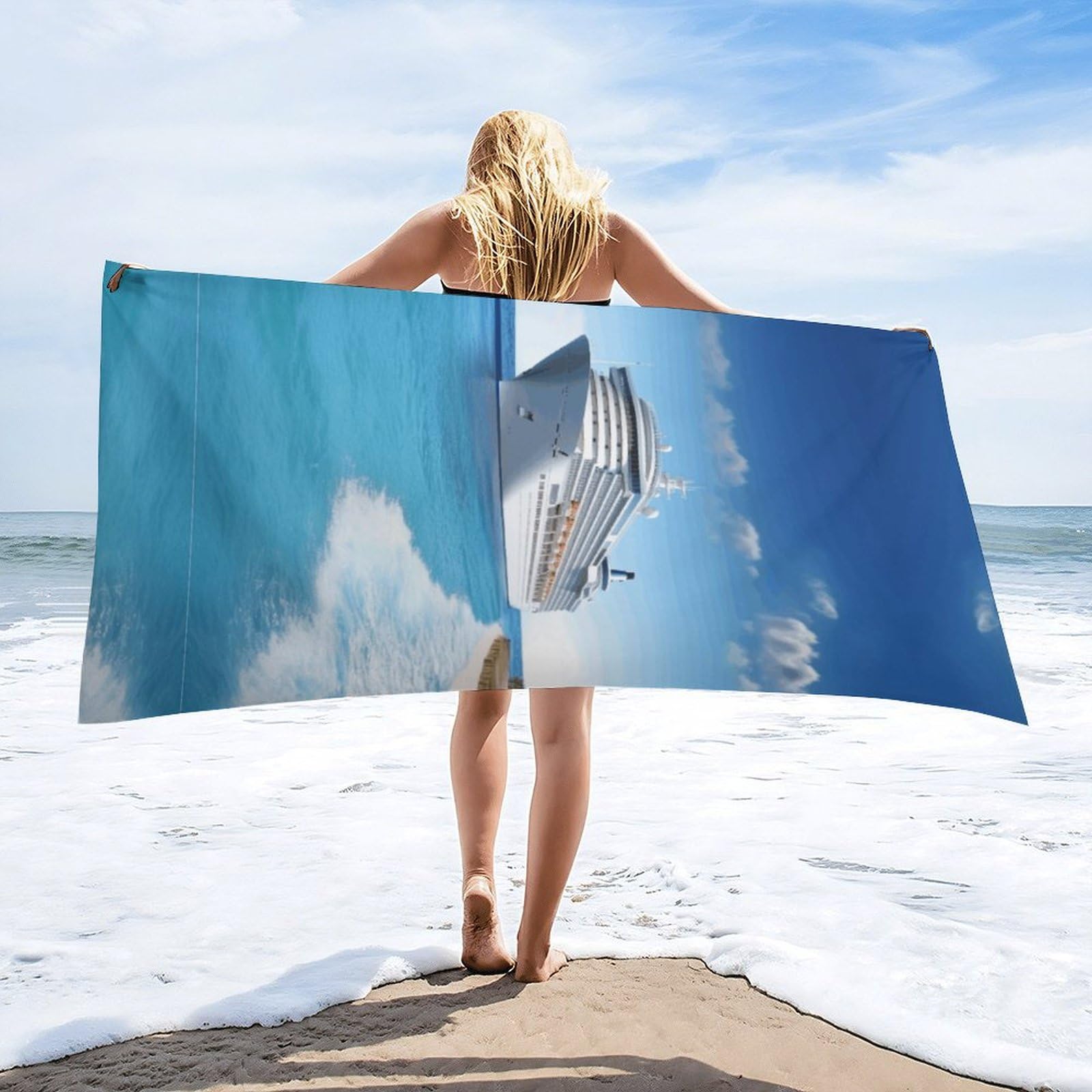 Amazon.com: WYUSPGK Cute Beach Towel,Seaside Cruise Ship Print