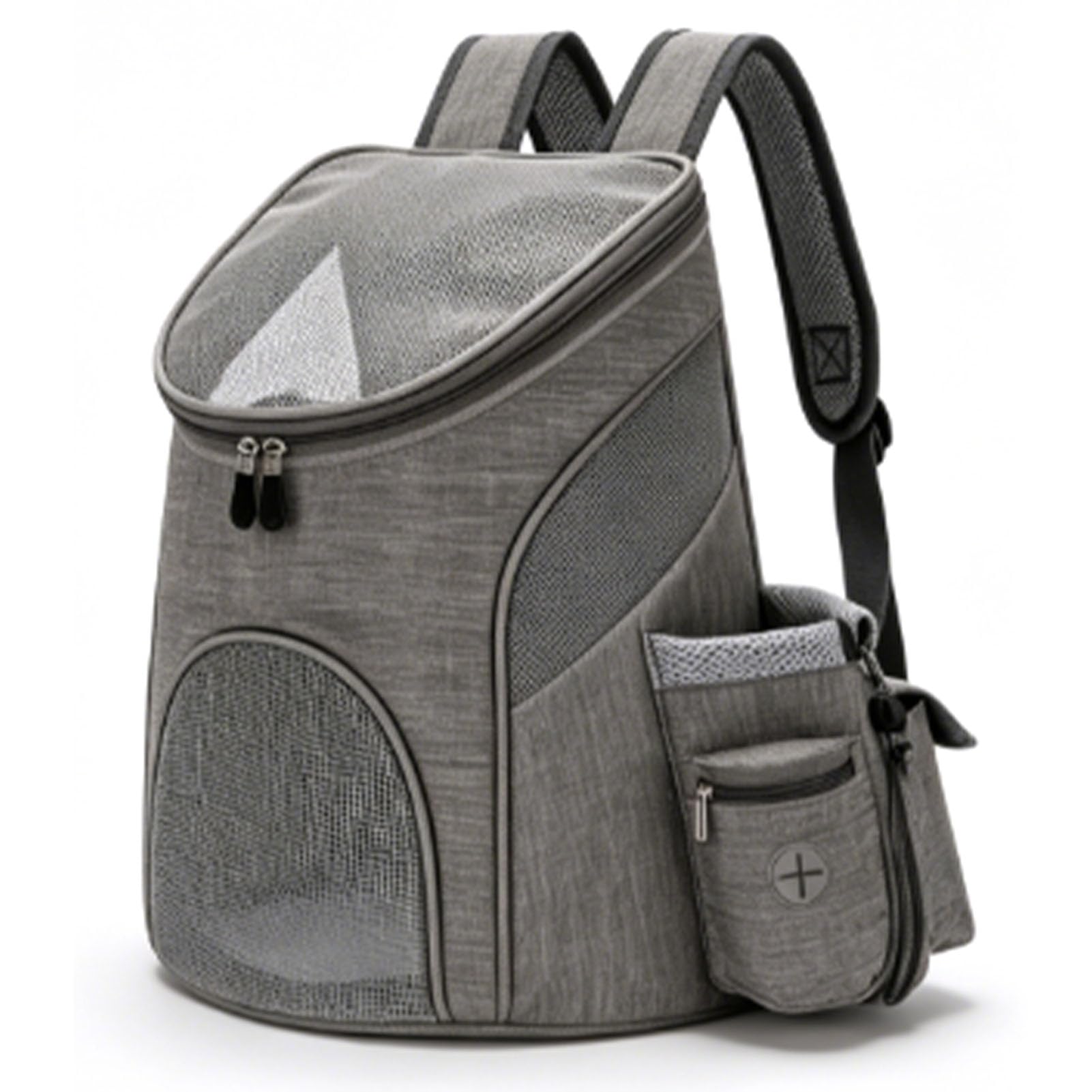 Mochila transportadora para gatos gris plegable con malla transpirable y bolsillo para snacks