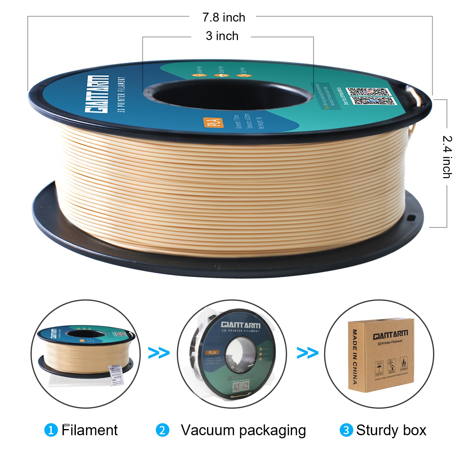 Filamento PLA da 1,75 mm, per stampante 3D, filamento PLA bianco osso, 1 kg