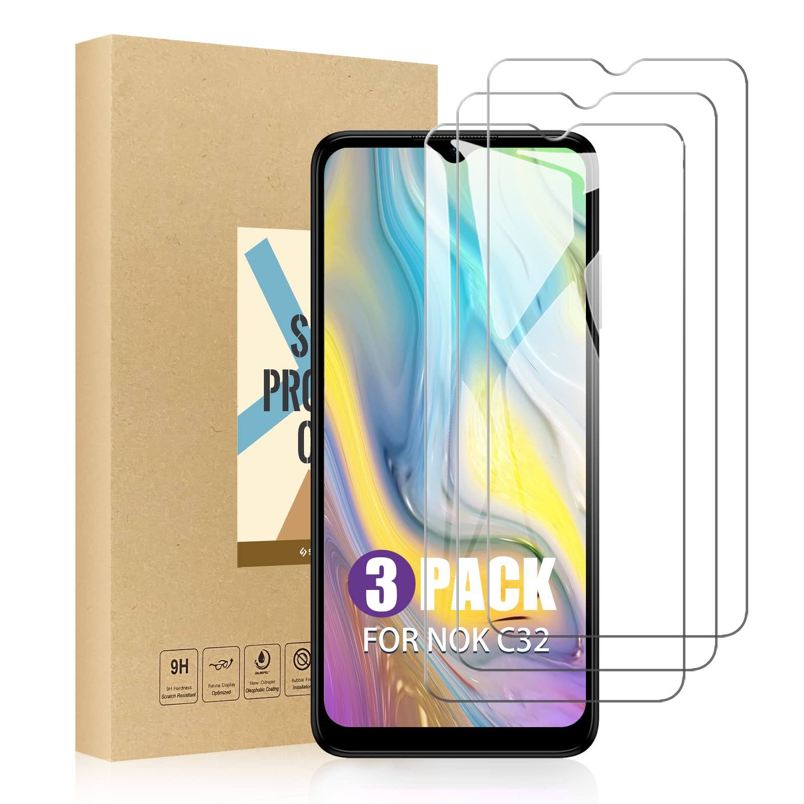 PELLICOLA VETRO TEMPERATO Per NOKIA C32 C 32 9H PROTEZIONE PROTEGGI SCHERMO - Foto 5