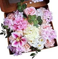 Vista 11 de Flores artificiales, peonías rosas, peonías de seda, flores sintéticas de primavera, ramo de boda, despedida de soltera, pastel, flor, bricolaje