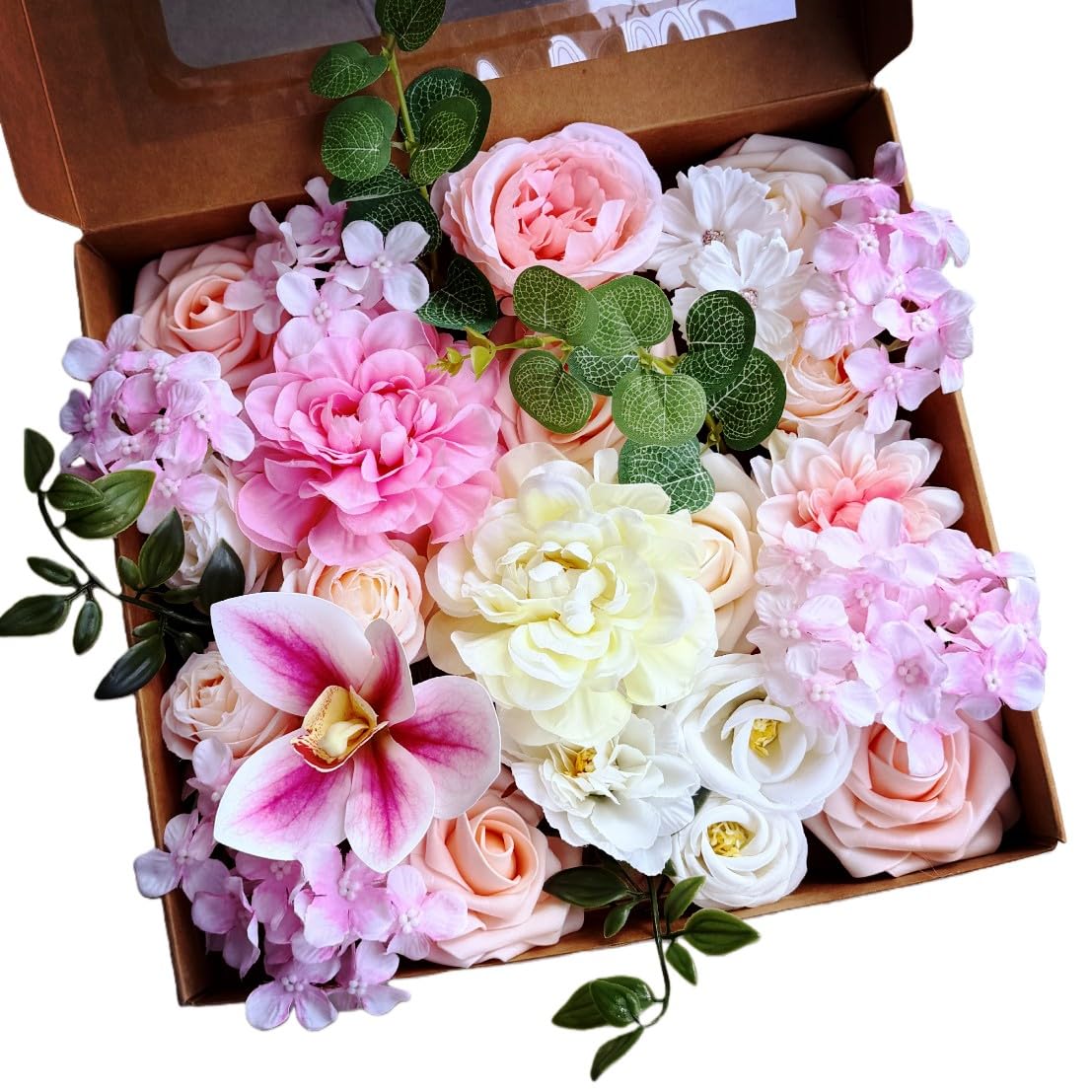 LITOYNAN Artificial Flowers Pink Rose Silk Mix