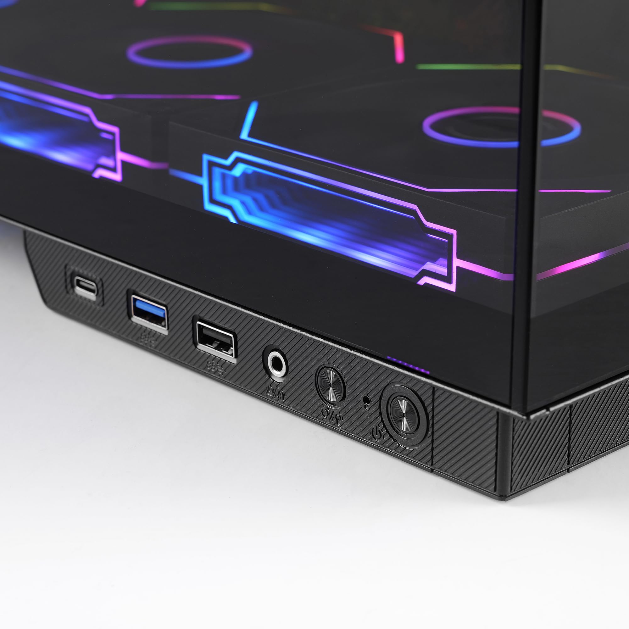 Mars Gaming MC-MIRAGE, Case Gaming ATX, Schermo LCD IPS 7,2” Personalizzabile, Vetro Temperato Continuo Frontale e Laterale, Struttura Doppia Camera, Supporto Raffreddamento Liquido fino 360mm, Nero