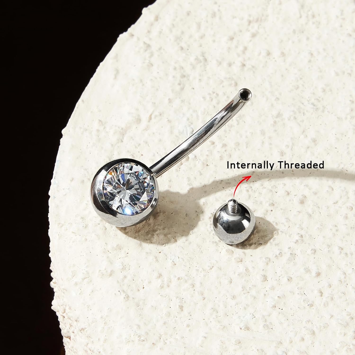 1PC/2PC/3PC G23 Titanium Belly Button Rings 14G 1.6MM Round Cubic Zirconia Belly Rings 6 Sizes of Length to Choose Navel Barbell Belly Piercing Jewelry for Women Men - Image 5