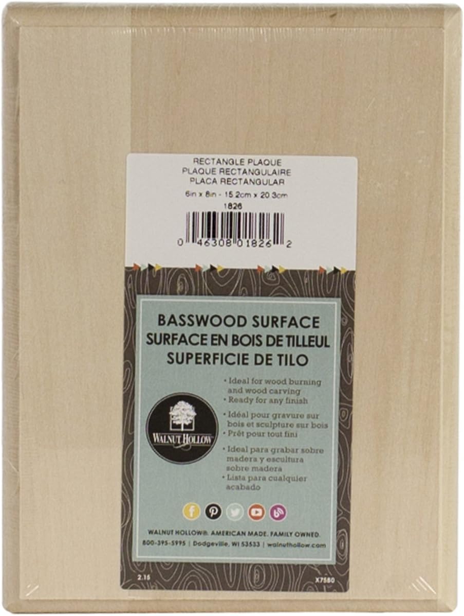 Walnut Hollow, 6 by 8-Inch Basswood Rectangle Plaque, 6"X8"