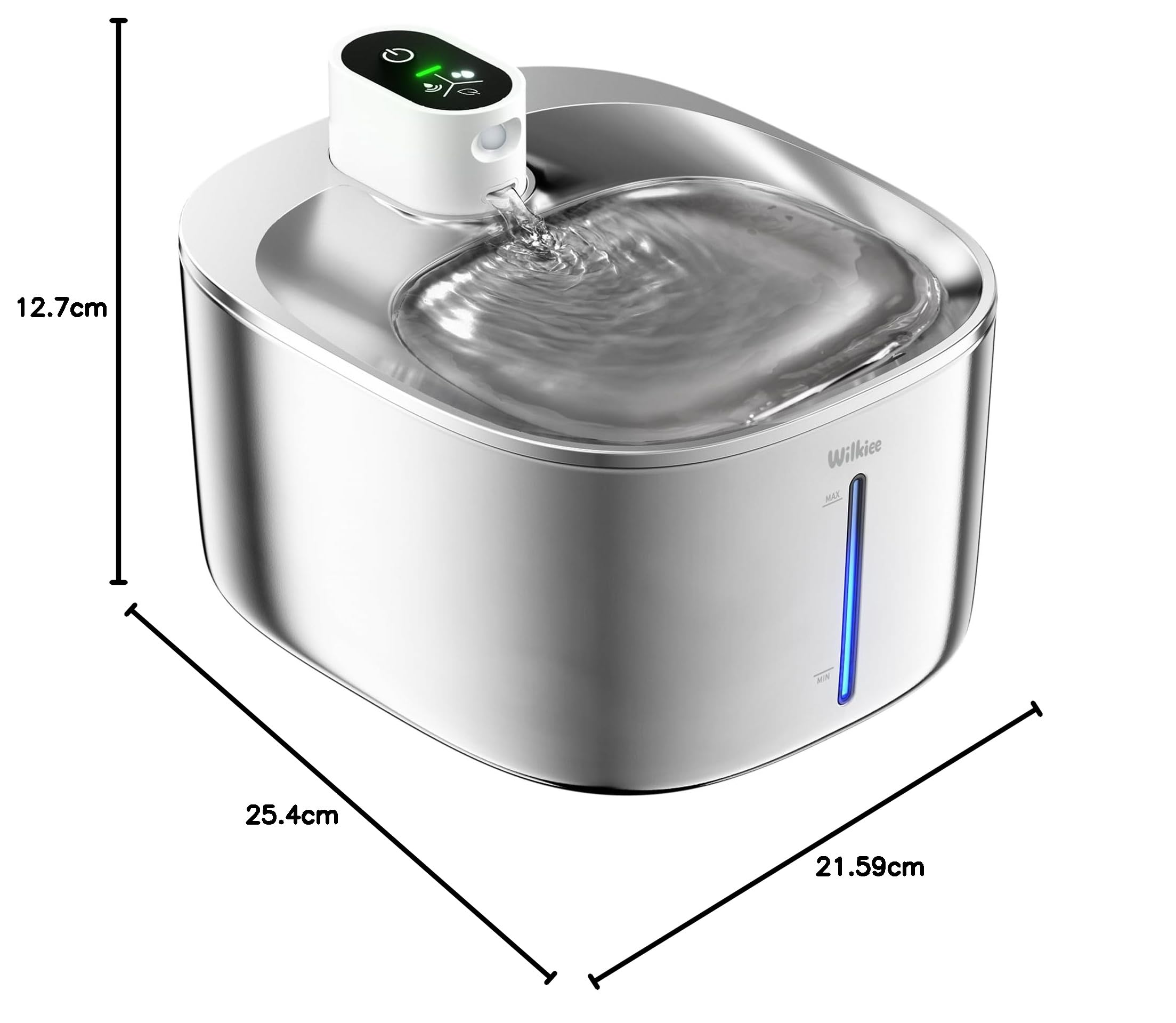 Fuente de Agua para Gatos, Acero Inoxidable, 4.1 L, dispensador de Agua inalámbrico para Mascotas, para Gatos y Perros en Interiores | 3 modos (sensor/tiempo/duración), filtro silencioso para gatos y perros pequeños con 1 filtro de repuesto