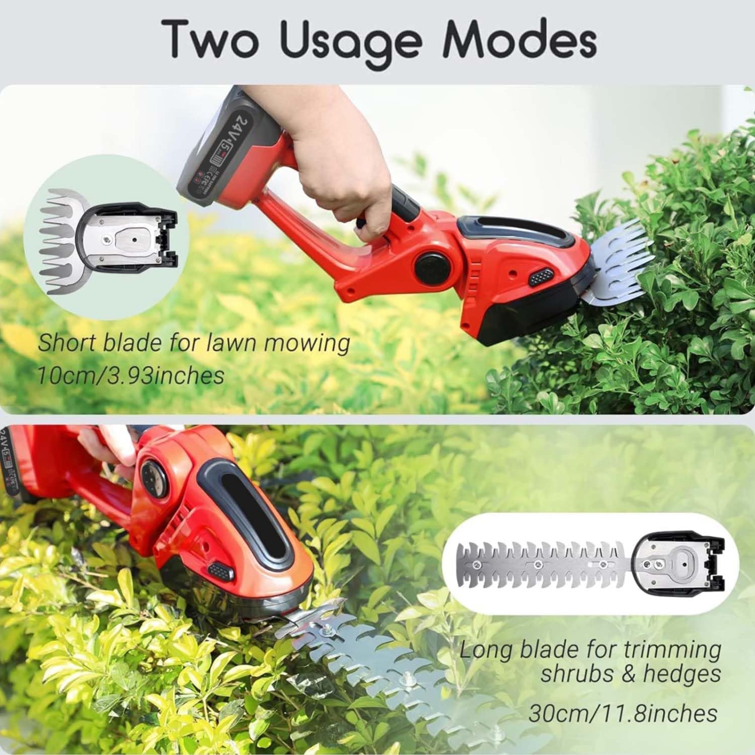 Cordless Hedge Trimmer,Multifunctional Electric Grass Trimmer,0-90° Adjustable Head, Lightweight Handheld Shrub Cutter