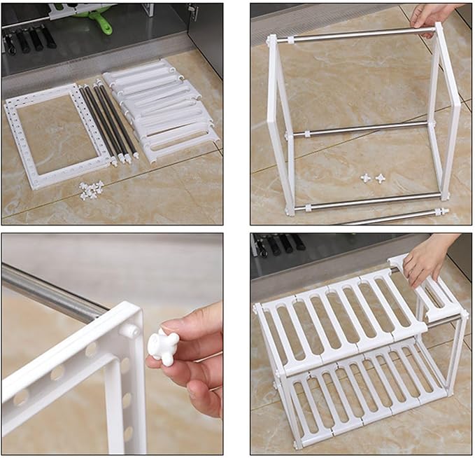 Estante Organizadores Bajo Fregadero Retráctil de Acero Inoxidable Gran Capacidad para Cocina y Baño Ymiko miniatura 8