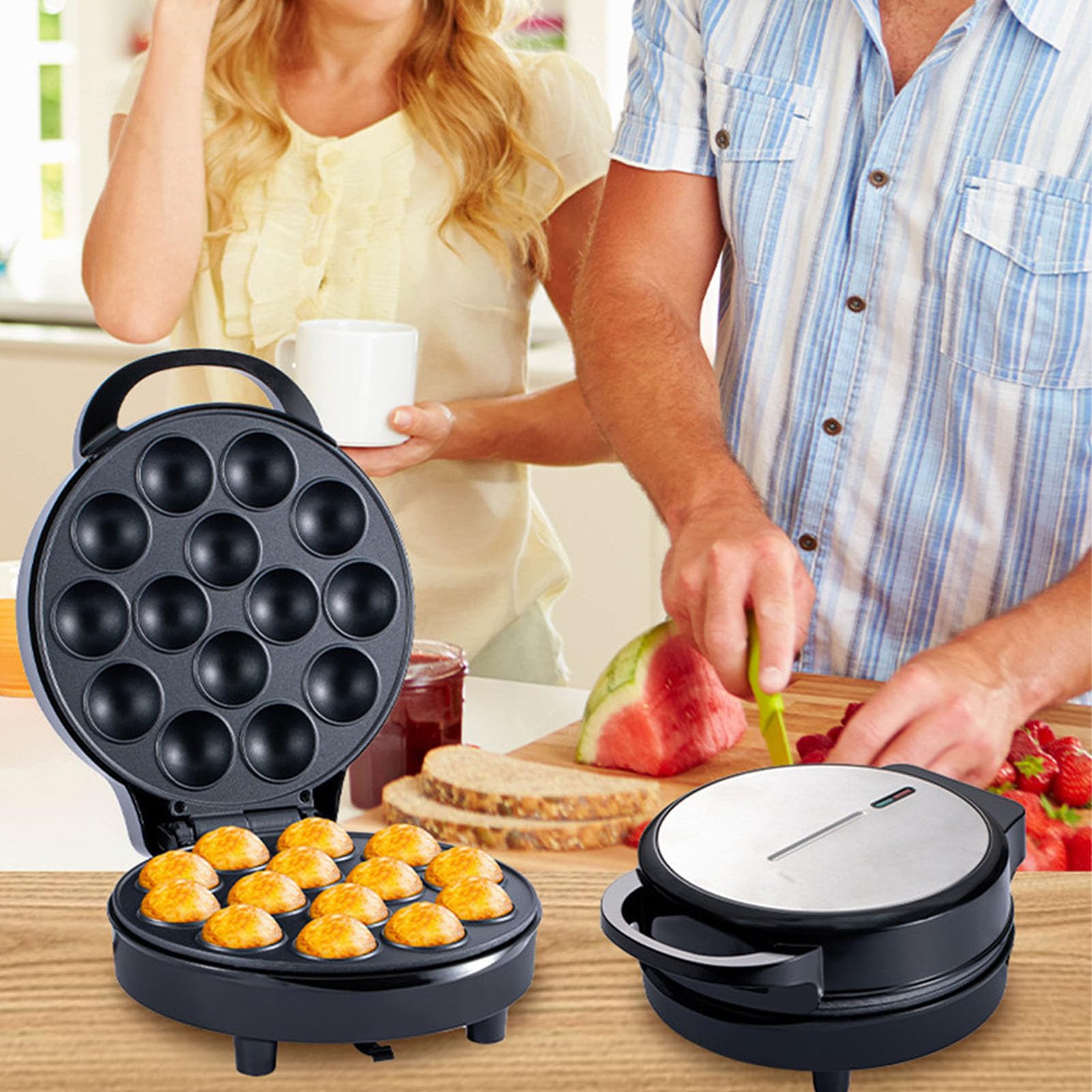 Zerodis Maker de Takoyaki électrique, 750W Aluminium 14 Trous Japonais Octopus Ball Maker Pan Takoyaki Making Machine Machine Electric Breakfast Machine pour le Petit Déjeuner à la