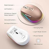 Vista 6 de PEIOUS Wireless Mouse Jiggler - LED Wireless Mice with Build-in Mouse Mover, Rechargeable Moving Mouse for Laptop with Undetectable Random Movement