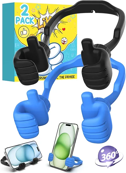 CALDEVER Stocking Stuffers for Teens Boys Girls Adults Cell Phone Stand Patented 2 Pack Thumbs Up Lazy Phone Holder for iPhone Cellphone Stand for Desk Fun Birthday Gifts for Kids Men Women Wife