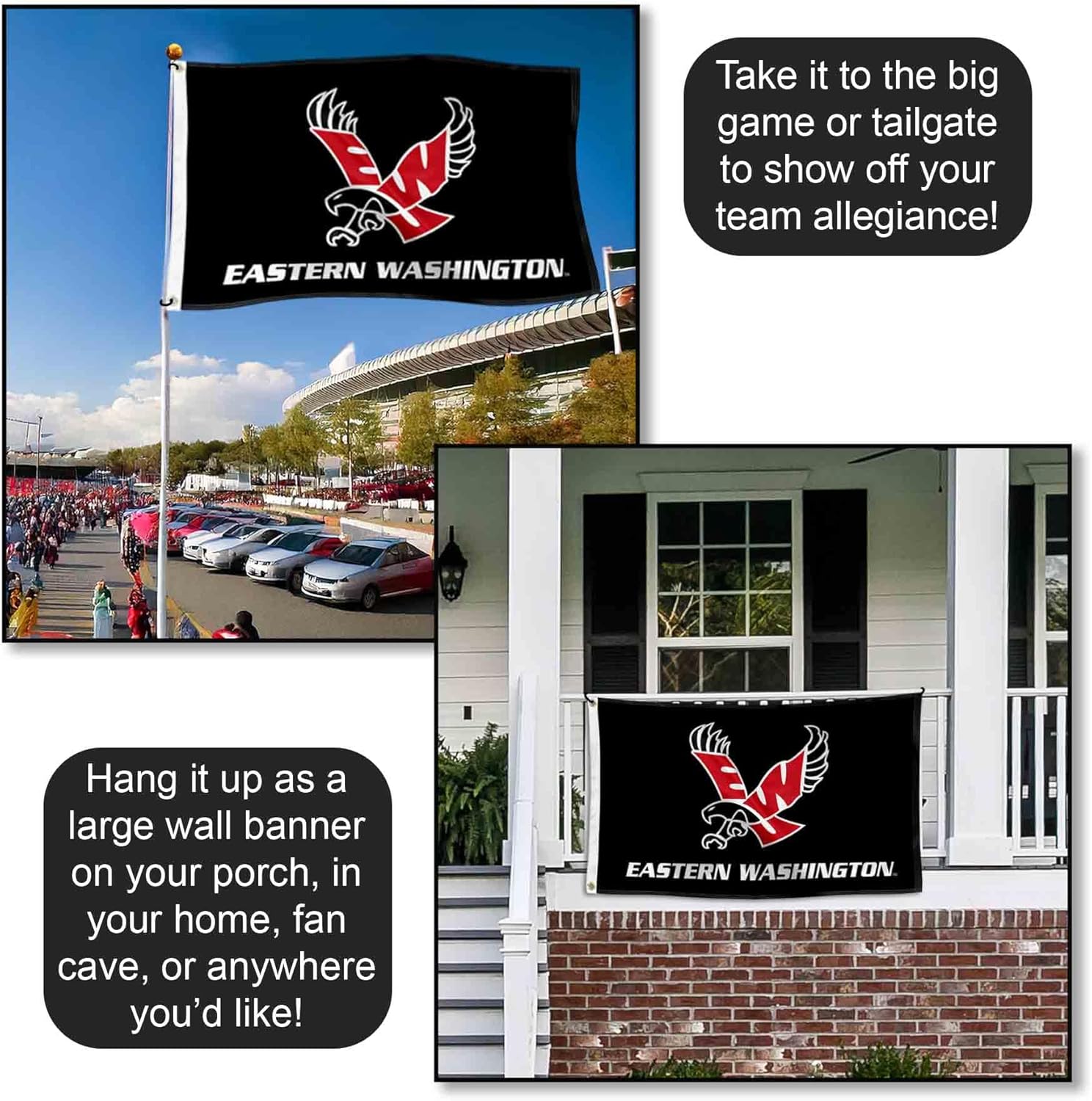 Eastern Washington Eagles Black Large Grommet Banner Flag