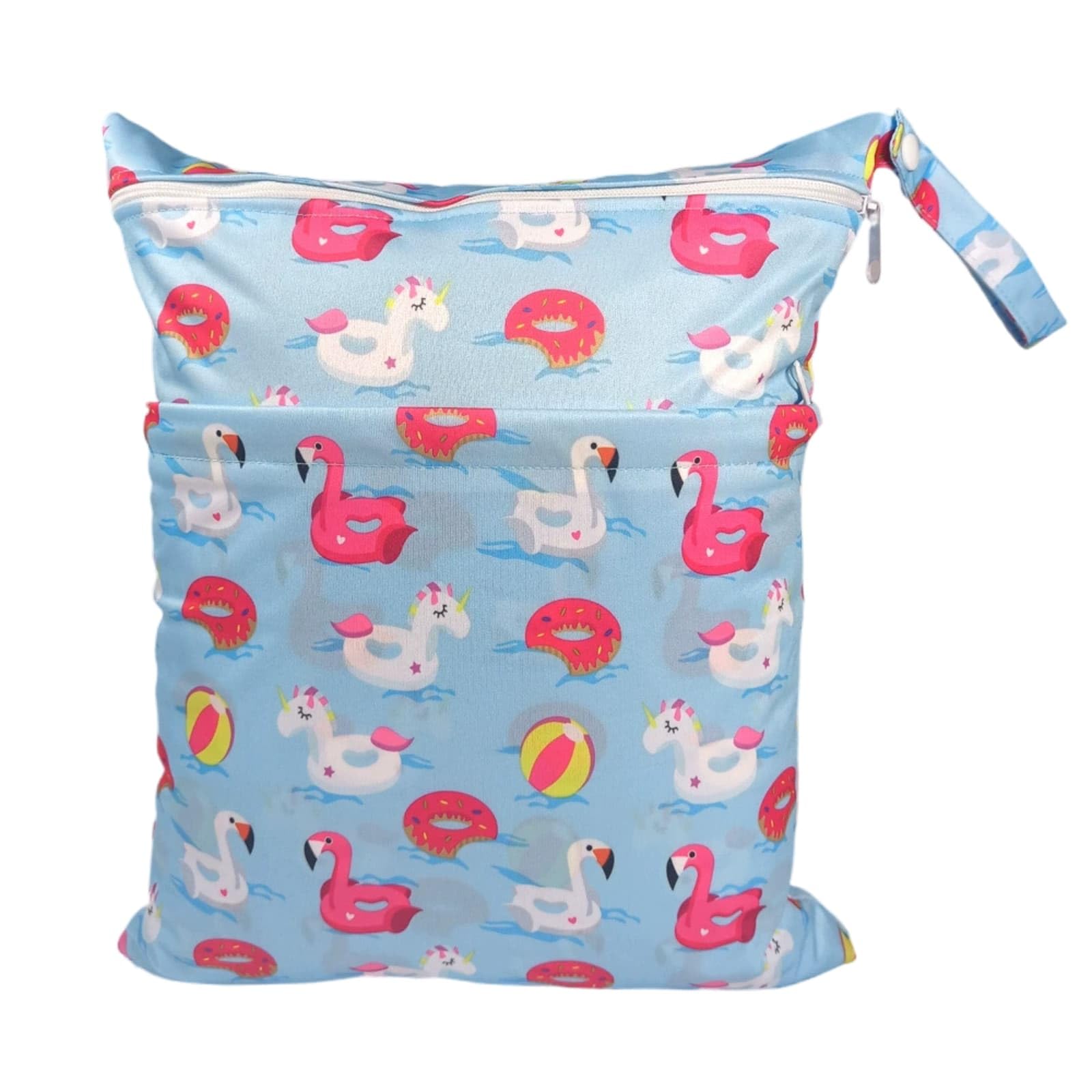 Hixingo Waterproof Wet Dry Bag, Reusable Nappy Wet Bag Cloth Diaper Wetbag with Zipper 30x36cm Cartoon Style Nappy Wetbags Washable for Baby Items Wet Clothes (Flamingo,2 Pieces)