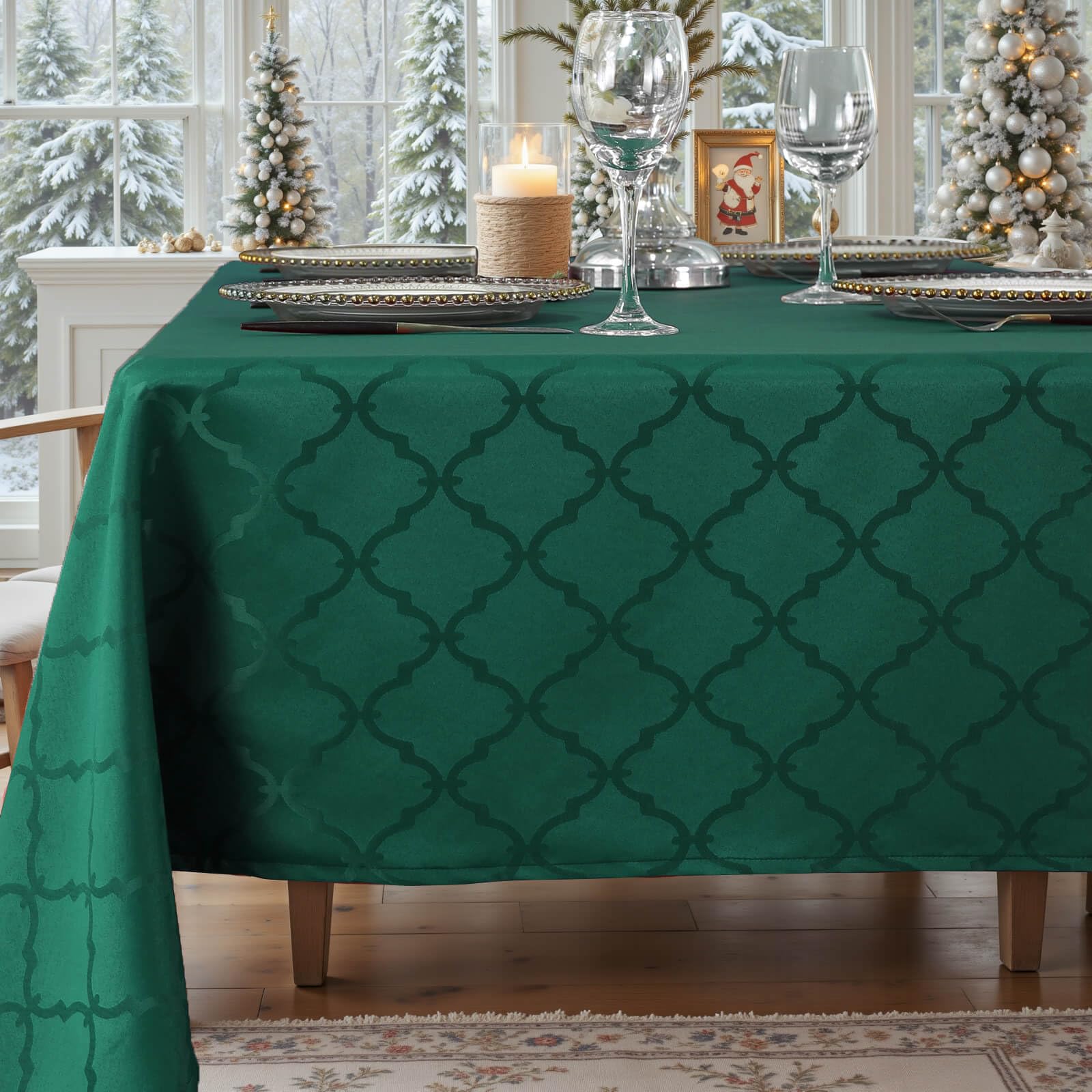 Tovaglia natalizia rettangolare, in tessuto jacquard, resistente
