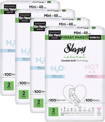 Sleepy Natural Double Soft Mega Fırsat Paketi Bebek Bezi 2 Numara Mini 192 Adet
