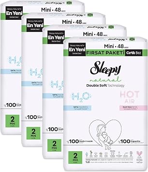 Sleepy Natural Double Soft Mega Fırsat Paketi Bebek Bezi 2 Numara Mini 192 Adet