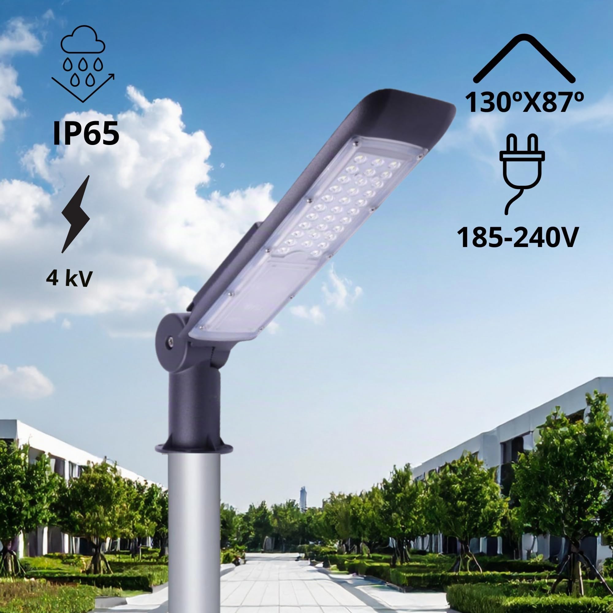 Jandei - Farola LED de Gran Potencia, 100W en Blanco Frío 6000K, 10000 Lúmenes, Driver con Protección 4kV, Factor de Potencia 0,95. Intalación Exterior y Interior.