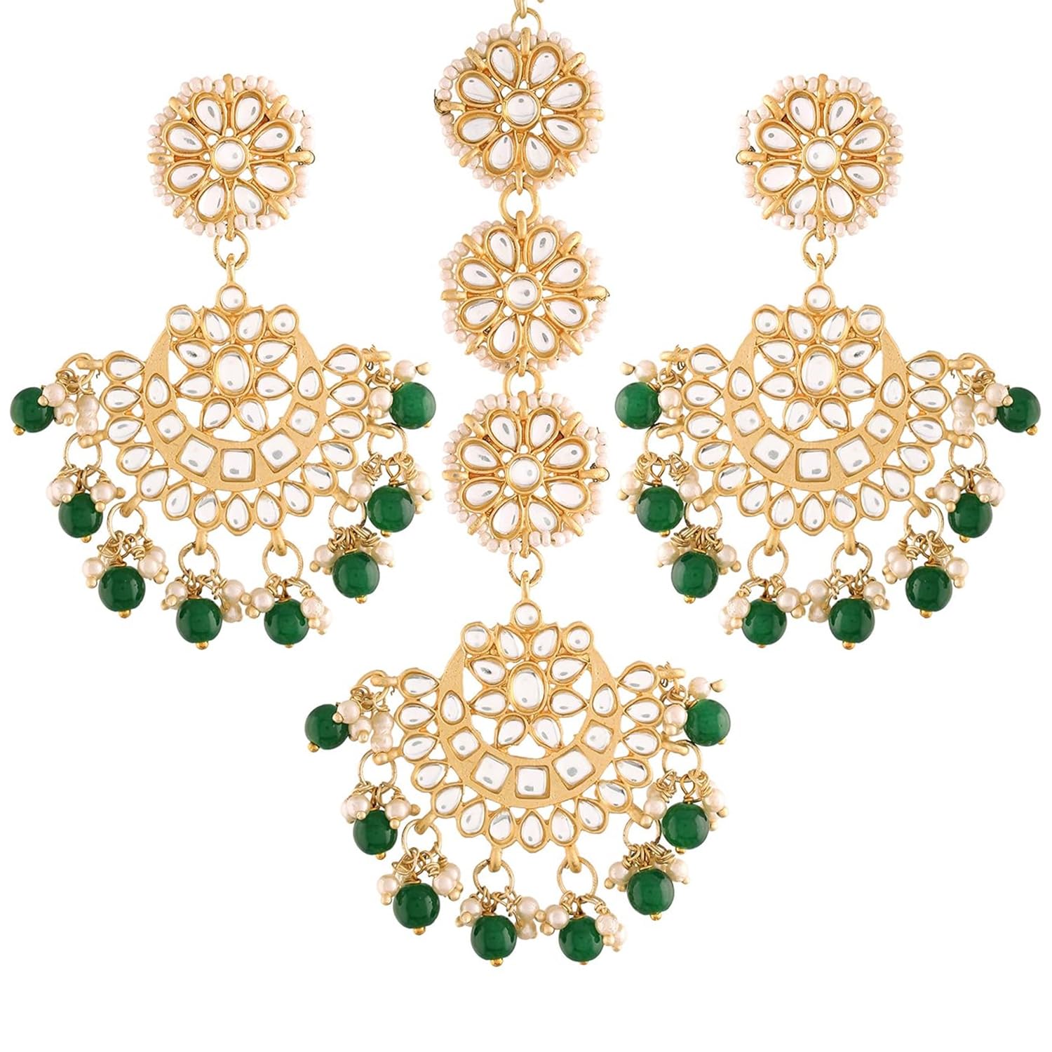 See full amazon price history chart for Peora Gold Plated Traditional Green Kundan Pearl Chandbali Earrings with Maang Tikka Set For Unisex Adult Peora Gold Plated Traditional Green Kundan Pearl Chandbali Earrings with Maang Tikka Set For Unisex Adult (B08YK9NGG5) Amazon Price History, Amazon Price Tracker