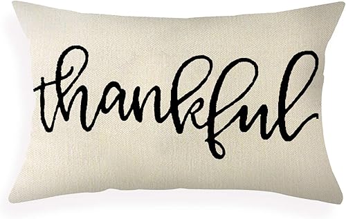 Fundas de almohada de granja con cita de agradecimiento de 12 x 20 pulgadas, fundas de almohada lumbares decorativas para el hogar, funda de cojín