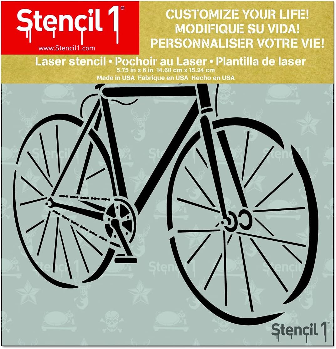 Bike Fixed Gear Stencil 5.75" x 6" - Durable Quality Reusable Stencils for Painting - Create Stencil Crafts and Decor - Decor on Walls Fabric & Furniture Recyclable Art Craft - 5.75" x 6"