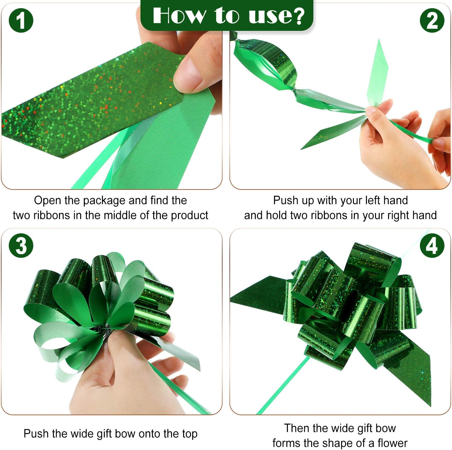 Syhood 48 Pcs Christmas Bows for Gift Wrapping 5 Inch Large Pull Bows Reusable Assorted Wrap Ribbon for Christmas Holiday Gift Wrapping Xmas Tree Wedding Party Decoration(Red, Green) - Image 2