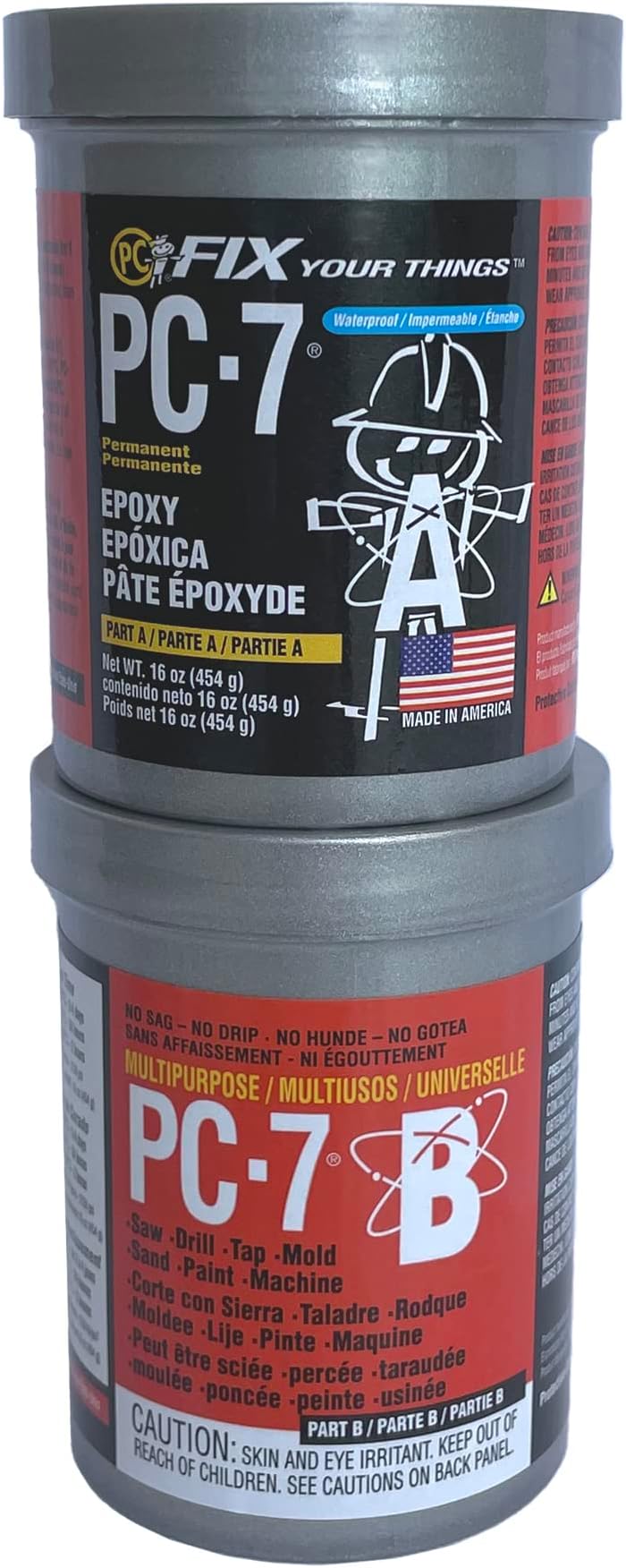167779 PC-7 Two-Part Heavy Duty Multipurpose Epoxy Adhesive Paste, 1 lb in Two Cans, Charcoal Gray