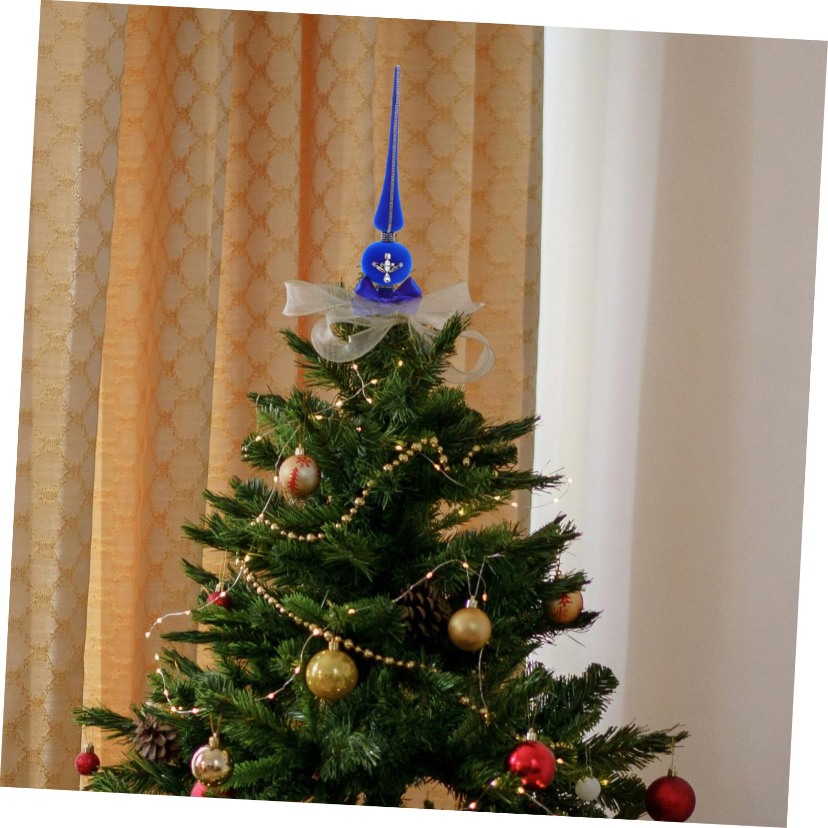 5kawałki Świąteczny Dekoracyjny Wierzchołek Choinki z Kryształkami Elegancki Ornament Boże Narodzenie Łatwy Instalacji Idealny Świąteczne Przyjęcia i Dekoracje Choinkowe