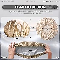 Vista 5 de Smilco Paquete de 4 gorros de ducha para mujer, reutilizables, impermeables, de doble capa, cubierta elástica grande de EVA para ducha, se adapta a