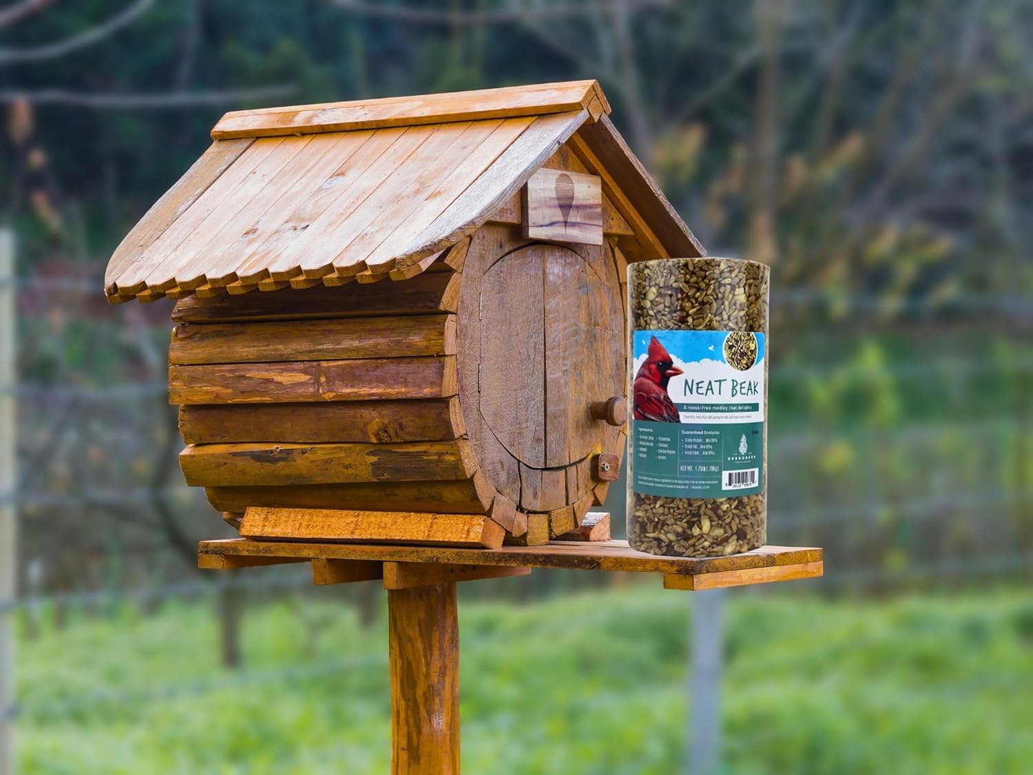 Evergreen Farm and Garden Birdseed Cylinders with Hole - Bird Seed for Outside Wild Birds (Small Cylinder, Neat Beak 4pc)