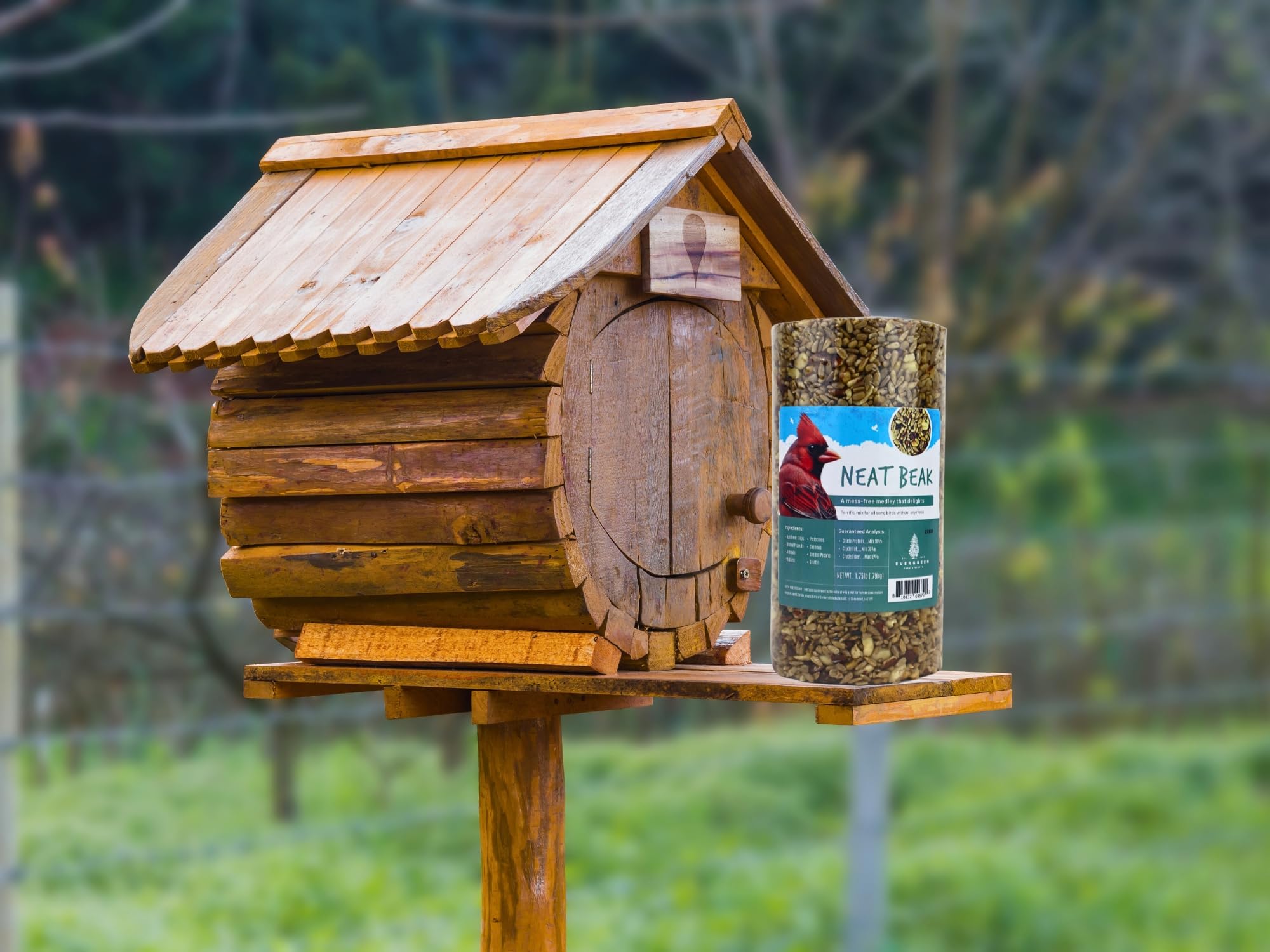 Evergreen Farm and Garden Butle na nasiona ptaków z otworem - nasiona ptaków do dzikich ptaków na zewnątrz (mały cylinder, schludny dziób 2 szt.)