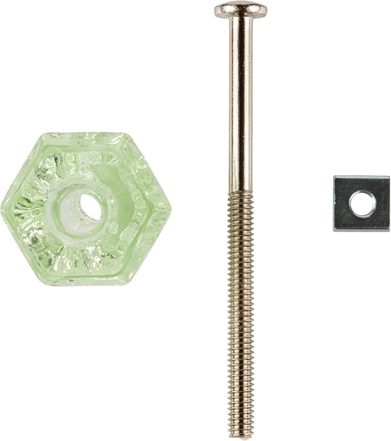 Depression Era Hexagonal Transparent Green Glass Drawer Knob | Diameter: 1" | Handle for Antique Cabinet Door, Dresser Drawer, Desk | Reproduction Furniture Hardware | UA-948-DG