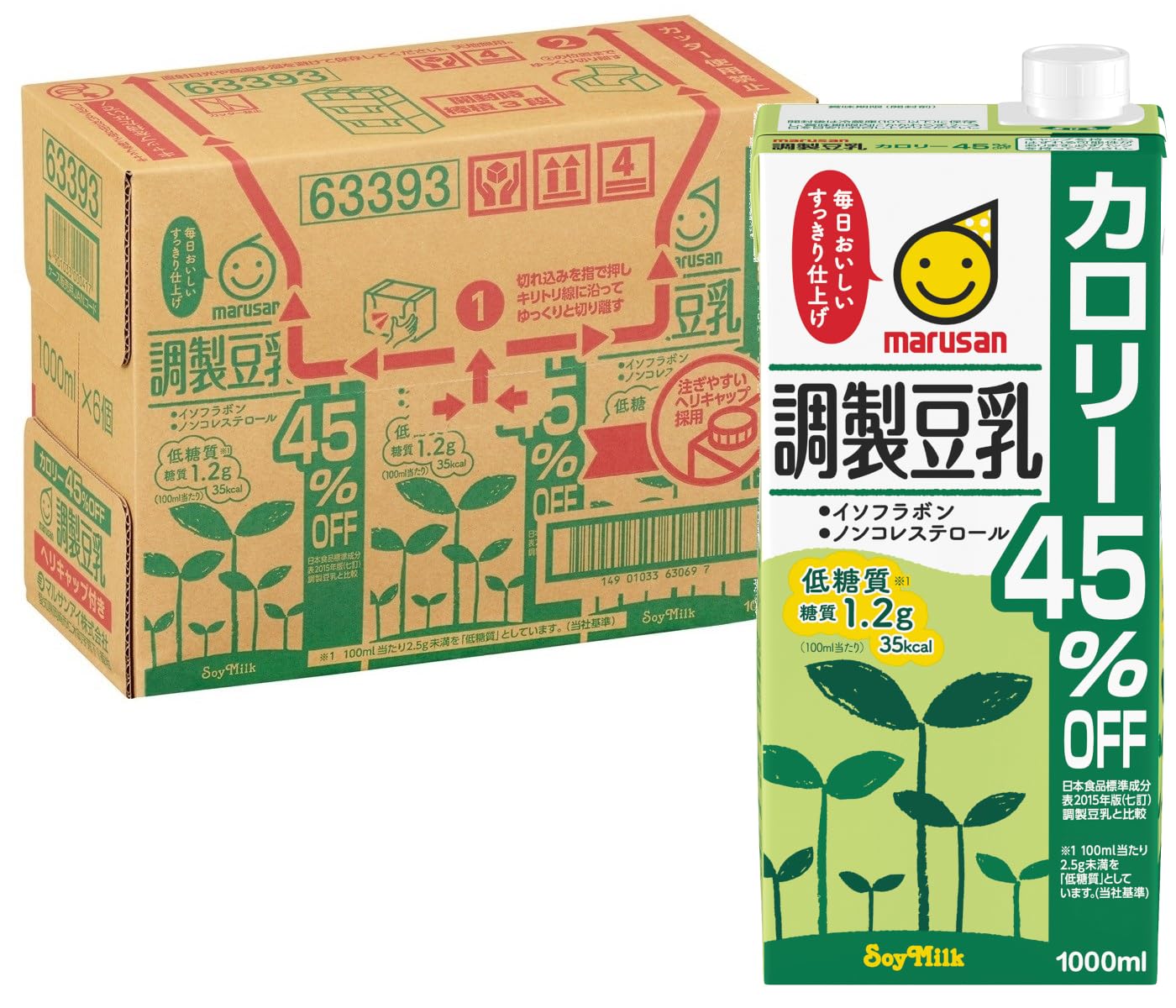 マルサン 調製豆乳 カロリー45%オフ 1L×6本