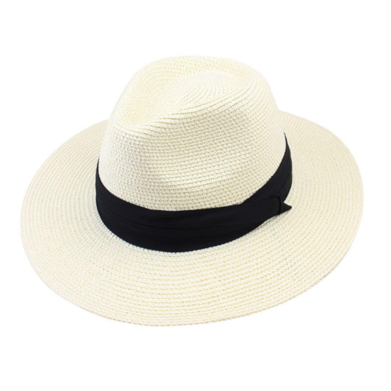 Sombrero de Sol Paja Verano para Mujeres Hombres Sombreros de Playa Protección (Marfil M) (ivory3
