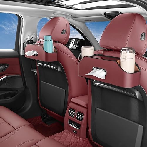 Miniatura 4 de Organizador de respaldo de asiento de automóvil, almacenamiento elegante y funcional para aventuras familiares, portavasos, caja de pañuelos y