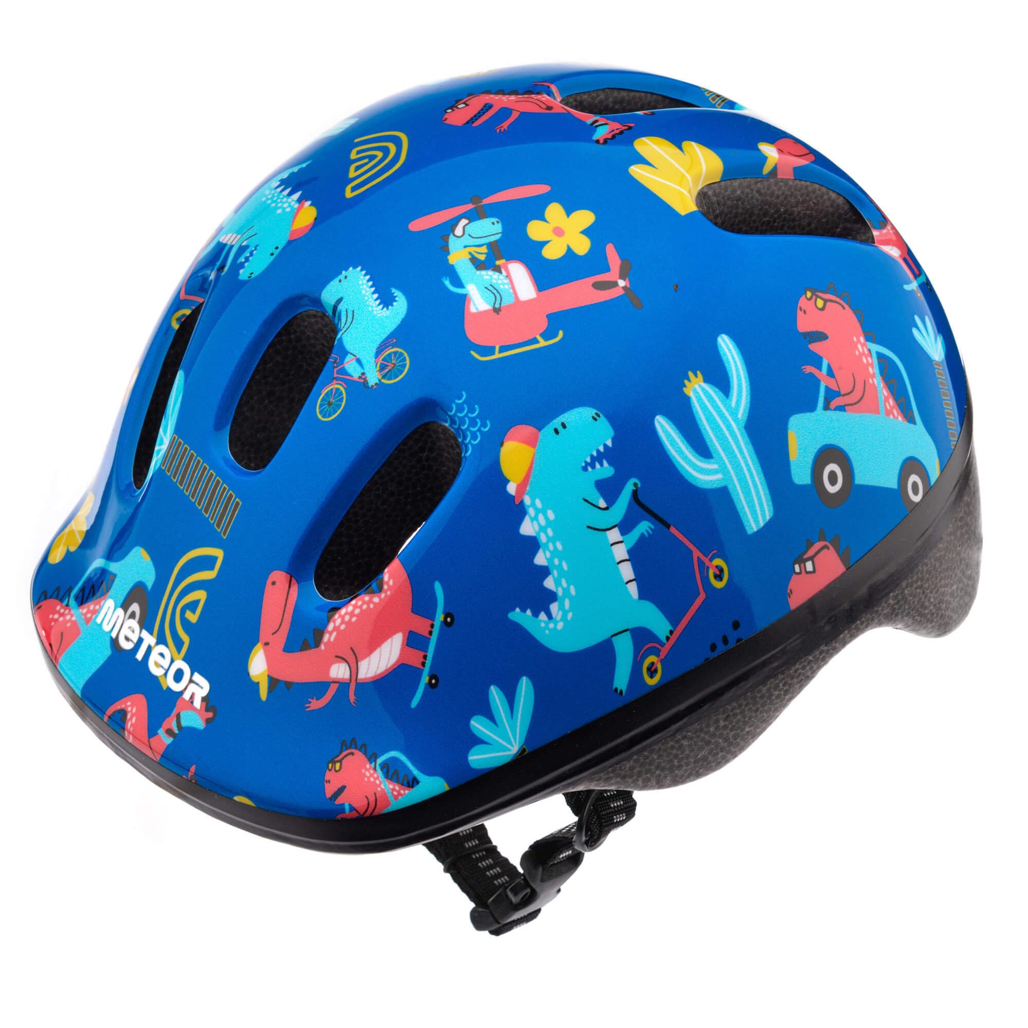 Meteor Kids Bike Helmet Dinocars XS 44-48 cm, Toddler & Child Cycling Helmet, Lightweight Adjustable Scooter & Skate Helmet with Airflow Vents, Washable Padding, Safety Head Protection