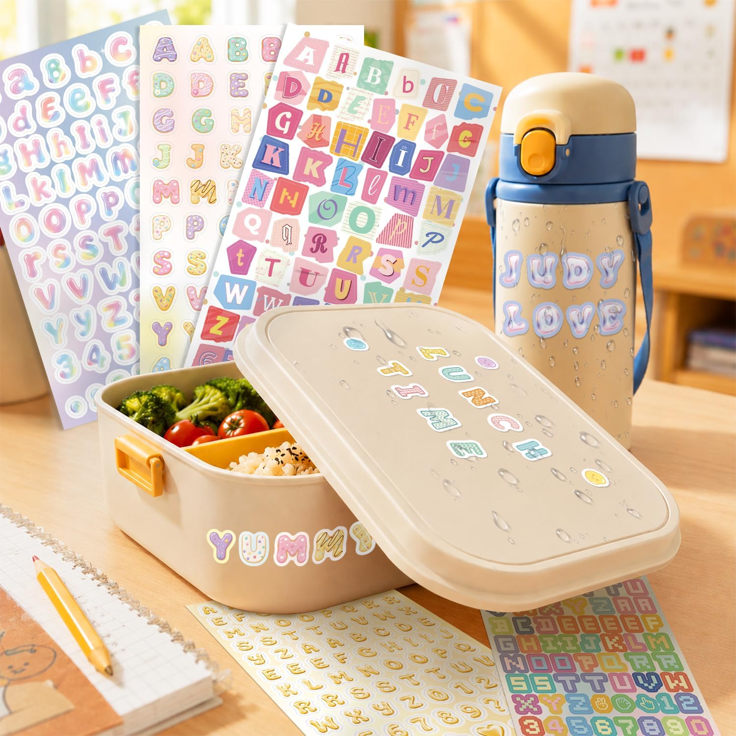 16 Sheets Scrapbook Letter Stickers,1200 Pcs Colorful Alphabet Stickers