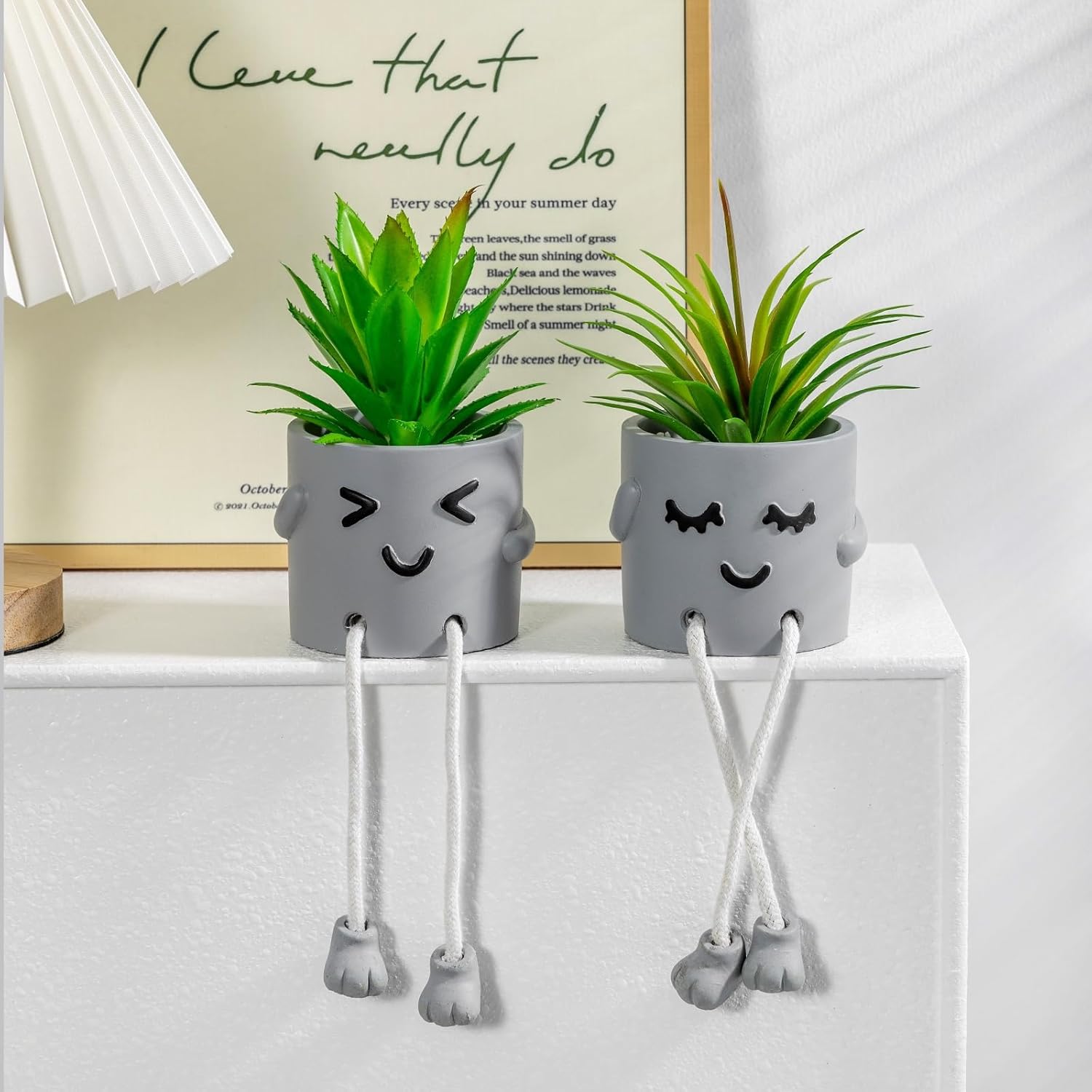 3Pack Fake Plants in Cute Pots, Indoor Faux Plants Decorations Lifelike with Artificial Flowers for Office Bathroom Bedroom Living Room Kitchen Home Farmhouse Shelf Decor G2