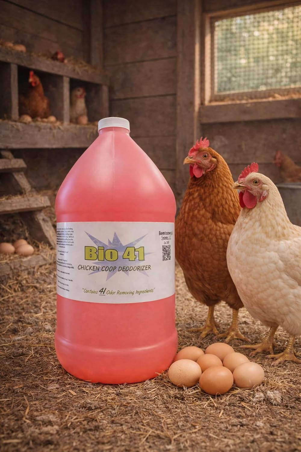Chicken Coop Deodorizer – All Natural Ingredients for Ammonia Control and Odor Eliminator for Poultry – Works in Coops, Brooders, Nest Boxes, Waste Areas, Roosting Area and Bedding – One Gallon