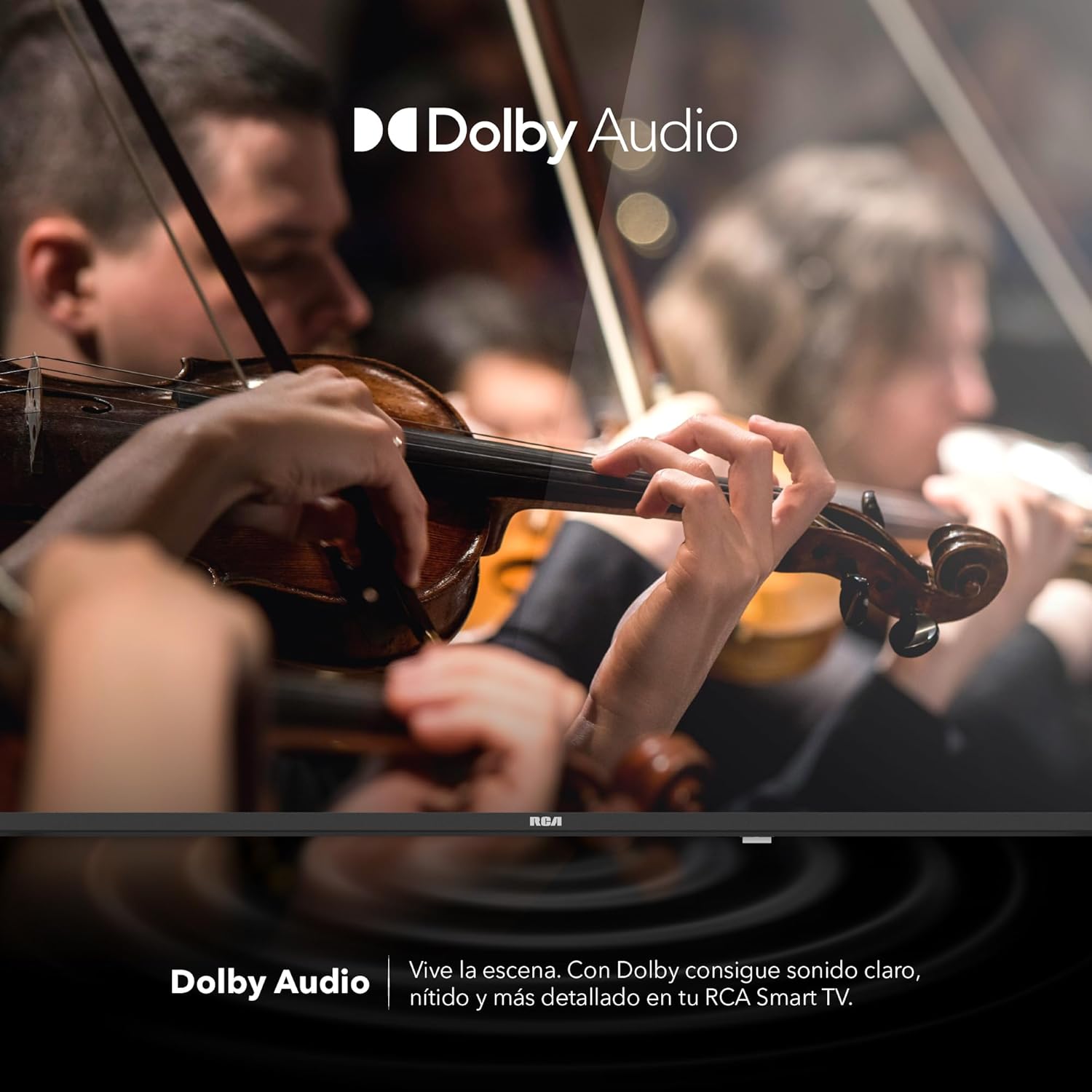 Dolby Audio logo displayed on RCA Google TV screen