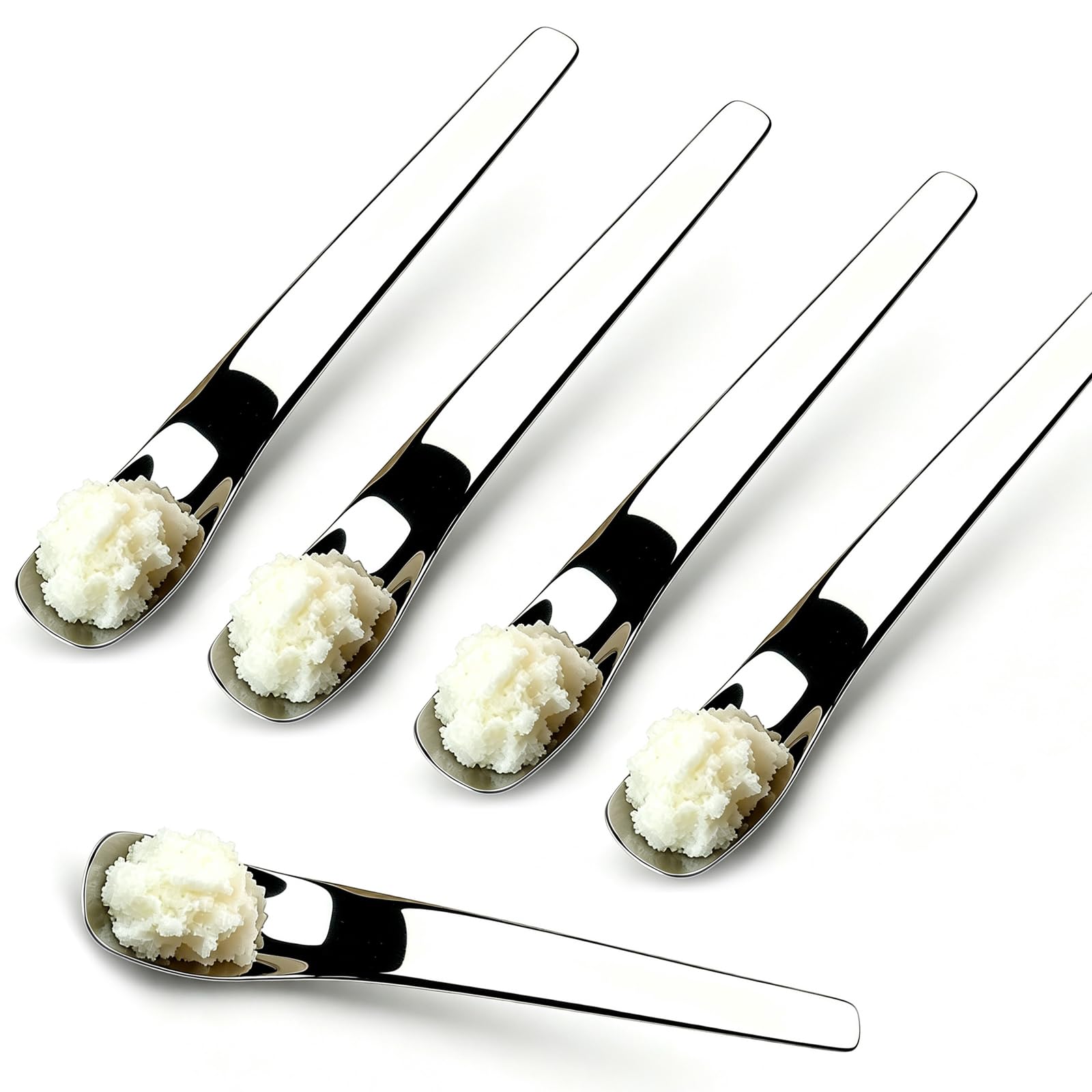 Stainless Steel Dessert Spoon with Long Ergonomic Handle (5 Pcs)