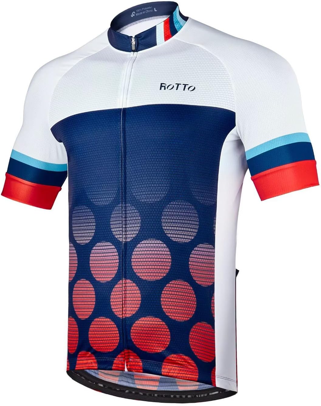 ROTTO Mens Cycling Jersey Short Sleeve Bike Shirt with Rear Pockets Stripe Series
