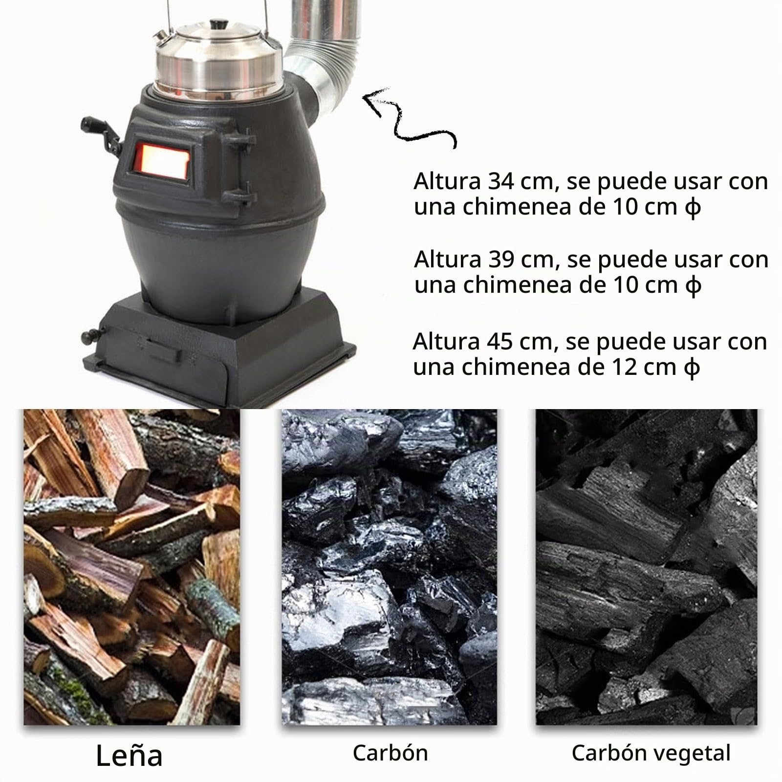 Estufa de Leña de Hierro Fundido, Cocina de Leña para Interiores con Ventana, para el Hogar, Camping, Aventuras, Calefacción y Cocina Diaria