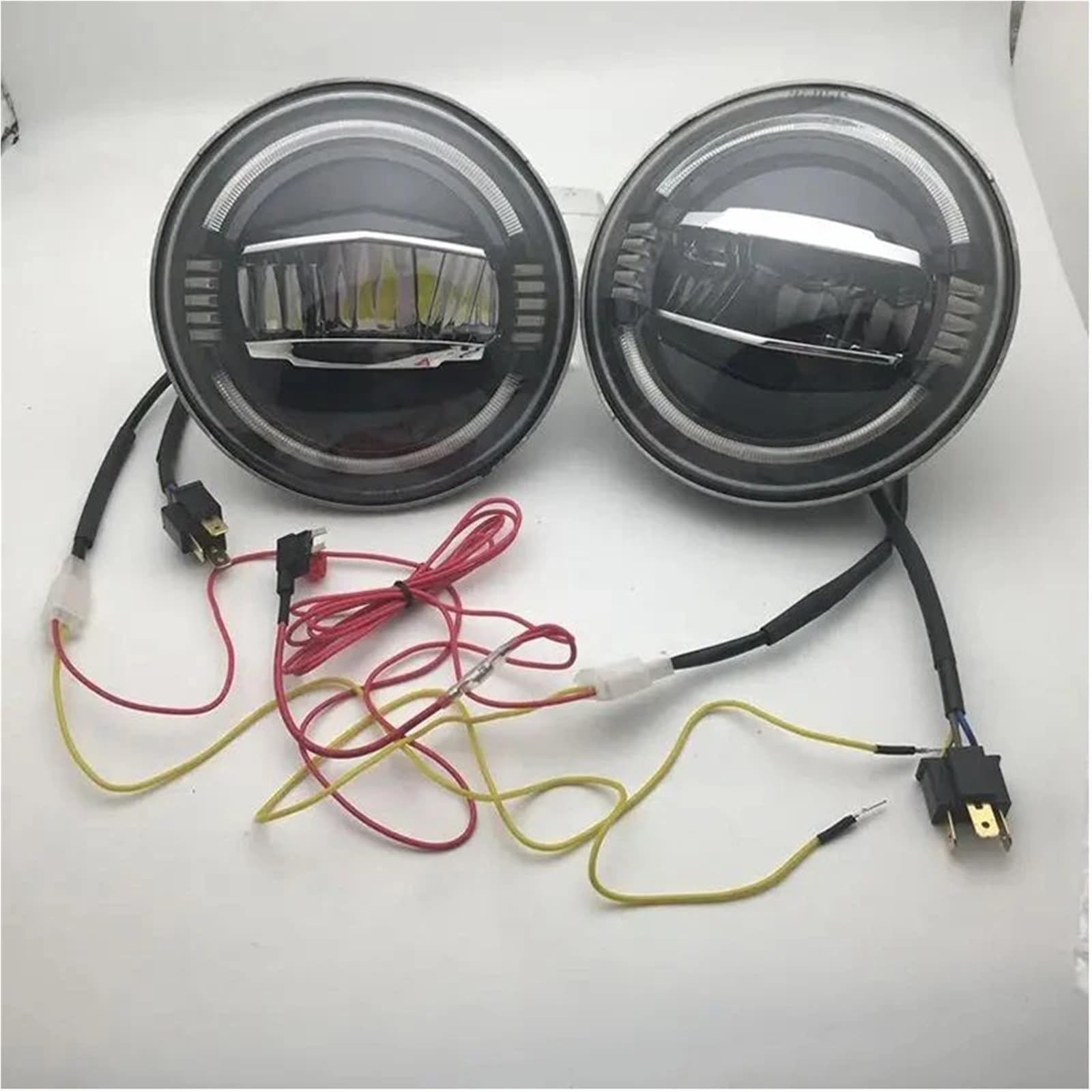 Fari Delle Lampadine Fari A LED 7 Pollici Rotondi Blu DRL Occhi Ad Angolo Indicatori Direzione Camion Fuoristrada 4x4 Per Santana PS10 2004 Fanale Proiettore Auto