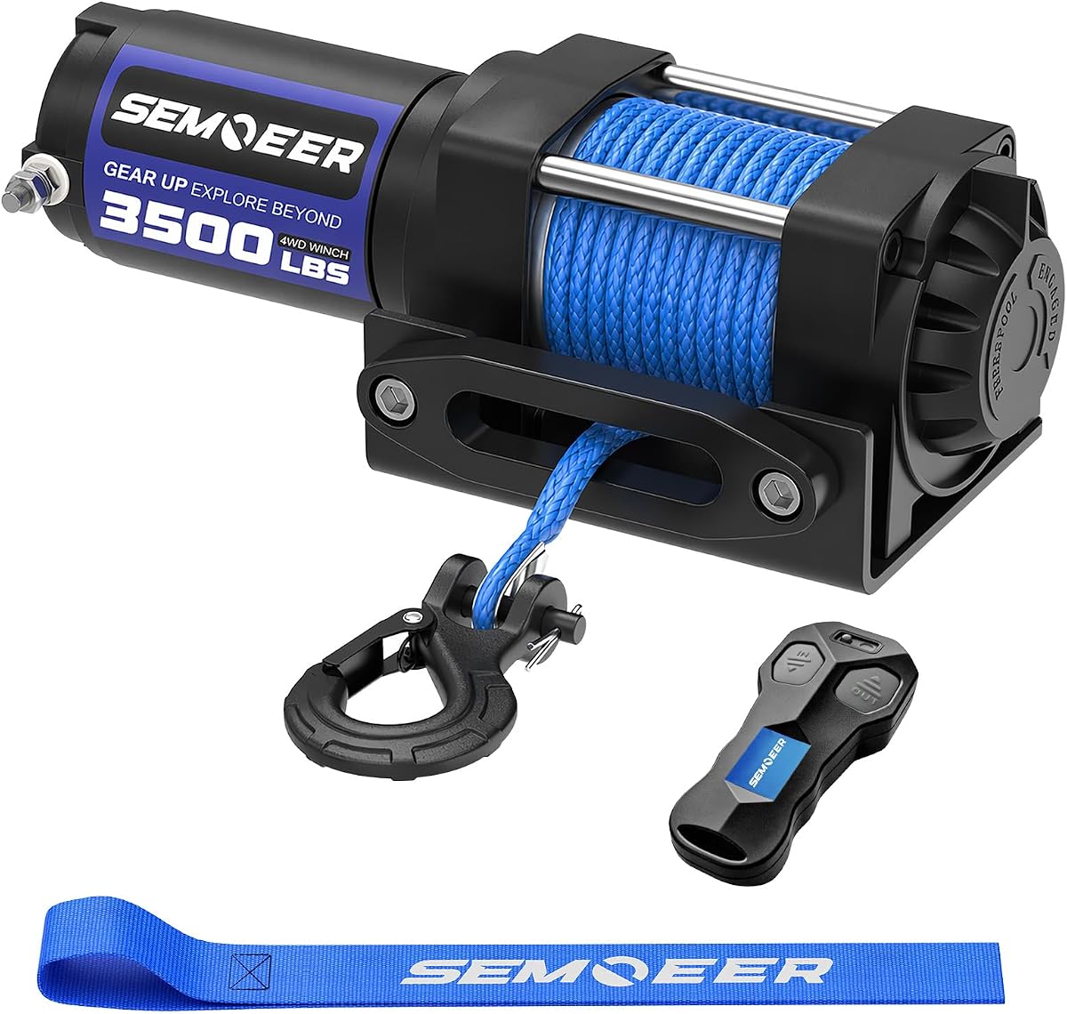 Nuevo cabrestante ATV de 3500 libras con cuerda sintética y control remoto con cable | Cabrestante UTV de 12V con placa de montaje, cabrestante de remolque eléctrico portátil impermeable para remolcar ATV UTV camión de remolque todoterreno